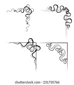 Set Of Four Vector Corners. Elements Of Design. 