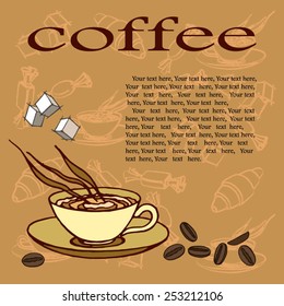 Set of four vector cups of coffee