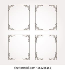 Set of four vector decorative floral frames and page decorations