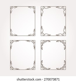 Set of four vector decorative frames. Design elements and page decorations