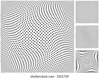 Set of four vector dot grids with different warp patterns