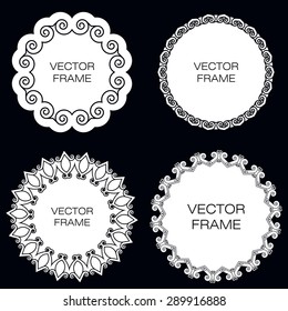 Set of four vector elegant fame white on black background