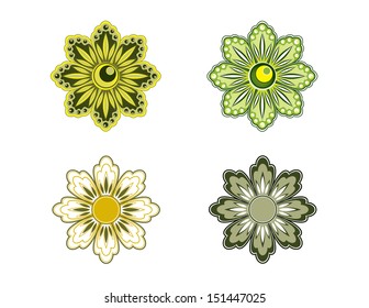 Set of Four Vector Flowers.
