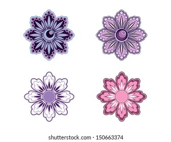 Set of four vector flowers. Eps10.