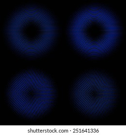 set of four vector glowing blue circles, 10 eps