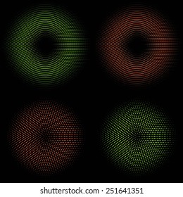 set of four vector glowing color circles. 10 eps