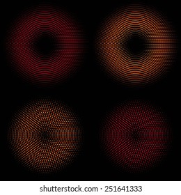 set of four vector glowing red circles, 10 eps