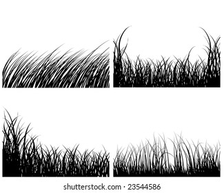 Set of four vector grass silhouettes backgrounds