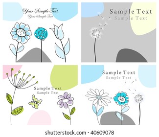 Set of four vector greeting cards for design use