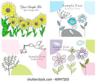 Set of four vector greeting cards for design use