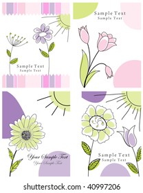 Set of four vector greeting cards for design use