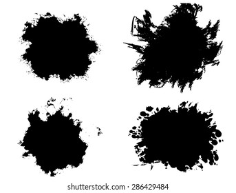 Set of four vector grunge circle brush strokes, easy to use