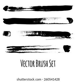 Set of four vector grunge contrasting brushes