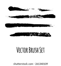 Set of four vector grunge contrasting brushes