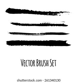 Set of four vector grunge contrasting brushes