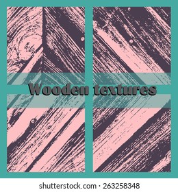 Set of four vector grunge wood textures