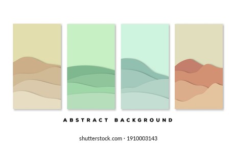 A set of four vector image illustration of abstract mountains with cut out paper style. Perfect design for poster, cover, greeting cards, banner.