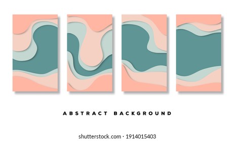 A set of four vector image illustration of abstract wave shape with cut out paper style. Perfect design for poster, cover, greeting cards, banner.