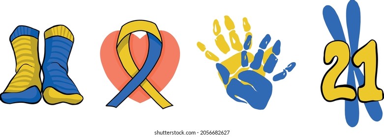 set of four vector images related to down syndrome can be used as design elements
