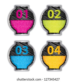 set of four vector labels with sketch design