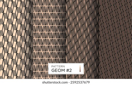 Set of four vector line abstract geometric patterns Geom 2 on mousse background