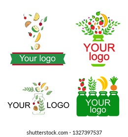 
set of four vector logos with fruits