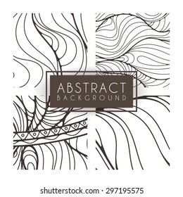 Set of four vector monochrome intricate patterns. Doodle. Zentangle. Monochromatic
