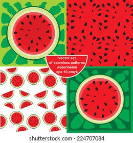Set of four vector patterns with watermelon