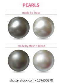 Set of four vector pearls. Two of them (top) made by ??using Trace from photo, and the other two (bottom) made by using Mesh and Blend. One set for any design requirements!