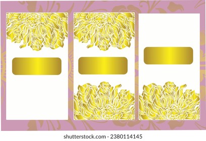 Set of four vector pre-made cards or posters in modern abstract style with nature motifs, flowers,leaves  Editable vector design, frame for social media post and story, card, cover, wedding invitation