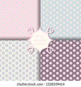Set of four vector seamless floral patterns for baby design