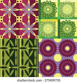 Set of four vector seamless geometrical patterns.  Decorative background for cards, invitations, web design.