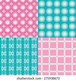Set of four vector seamless geometrical patterns.  Decorative background for cards, invitations, web design. 2