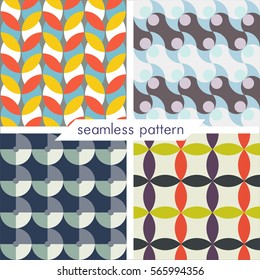 Set of four vector seamless geometrical patterns. Vintage textures. Decorative background for cards, invitations, web design. Retro digital paper.