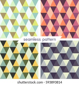 Set of four vector seamless geometrical patterns. Vintage textures. Decorative background for cards, invitations, web design. Retro digital paper.