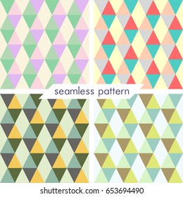 Set of four vector seamless geometrical patterns. Vintage textures. Decorative background for cards, invitations, web design. Retro digital paper.