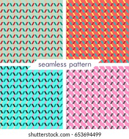 Set of four vector seamless geometrical patterns. Vintage textures. Decorative background for cards, invitations, web design. Retro digital paper.
