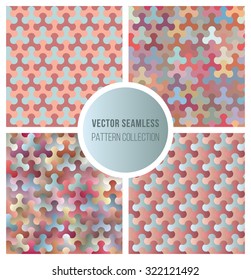 Set of Four Vector Seamless Gradient  Geometric Pattern Tiling Collection