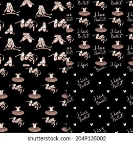 a set of four vector seamless pattern on a ballet theme