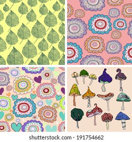 A set of four vector seamless patterns.