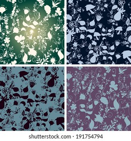 A set of four vector seamless patterns.