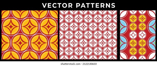 Set of four vector seamless patterns with small and large white and black peas