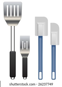 Set of four vector turner and spatula illustrations