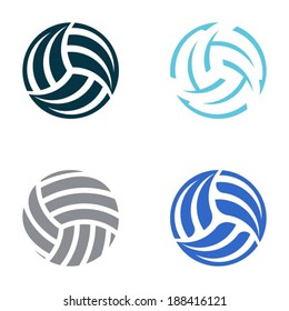 Set of four vector volleyball ball abstract icons