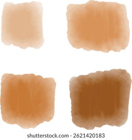 Set of Four Vector Watercolor Abstract Shapes in Warm Earthy Tones. Abstract illustration featuring four watercolor shapes in warm tones, ideal for backgrounds and creative designs. Perfect for adding