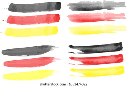 Set of Four Vector Watercolor Flags of Germany, made by brushes.