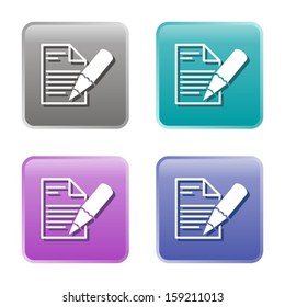 Set of four vector write note icons - colored web buttons