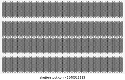 A set of four vertical lines of black and white fence posts. Collection bundle textured vector background with abstract line shapes, collection abstract background pattern shape, background for cover 