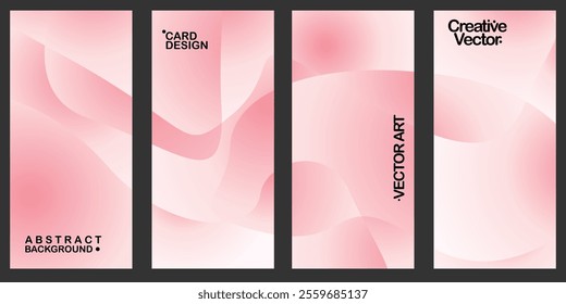 A set of four vertical panels featuring soft, abstract pink waves with light gradients. The design is delicate and modern, ideal for backgrounds, web designs, or graphic projects.