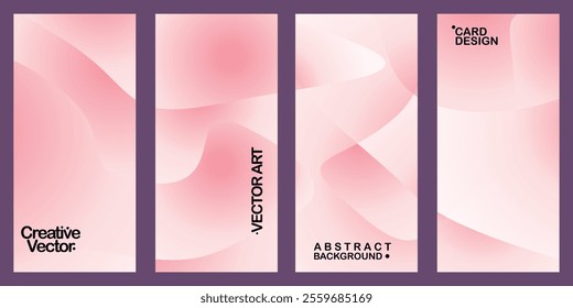 A set of four vertical panels featuring soft, abstract pink waves with light gradients. The design is delicate and modern, ideal for backgrounds, web designs, or graphic projects.